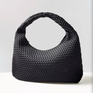 Sol‎ And Selene Dare To Dream Large Hobo Woven Neoprene Black Handbag Purse